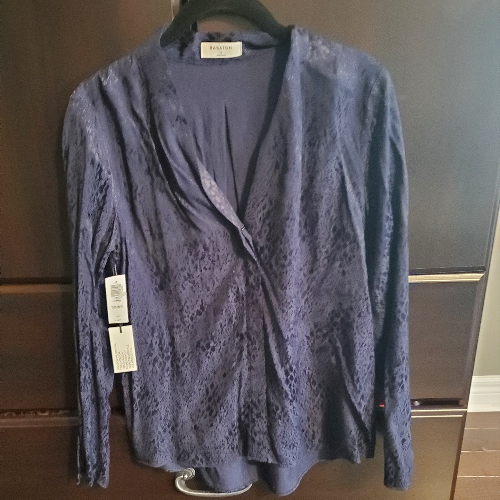 Babaton Power Blouse Navy Blue Long-Sleeve